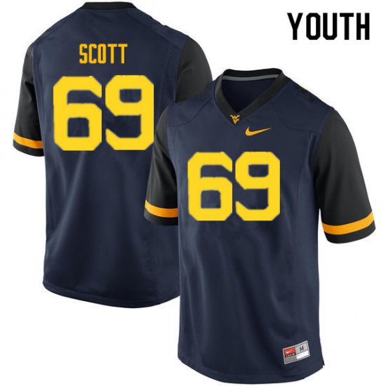 Youth West Virginia Mountaineers NCAA #69 Blaine Scott Navy Authentic Nike Stitched College Football Jersey WV15K51GE